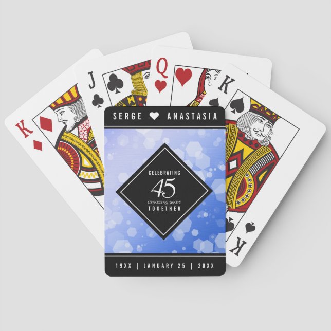 Jeu De Cartes Élégant 45e anniversaire de Mariage Sapphire (dos)
