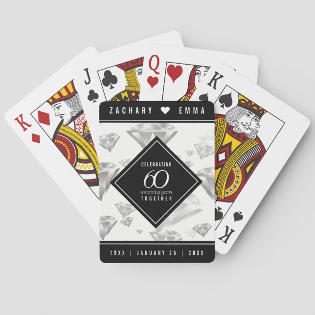 Jeu De Cartes Élégant 60e anniversaire de Mariage de diamant (dos)