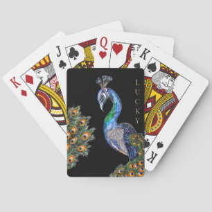 Jeu De Cartes Elégant aquarelle Peacock Lucky