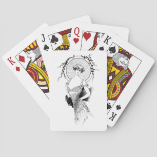Jeu De Cartes Elégant Art Déco Femme Vintage Dessin Art Nouveau