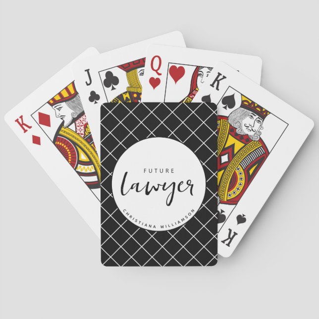 Jeu De Cartes Elégant Avocat du Futur Chèque Motif Personnalisé (dos)