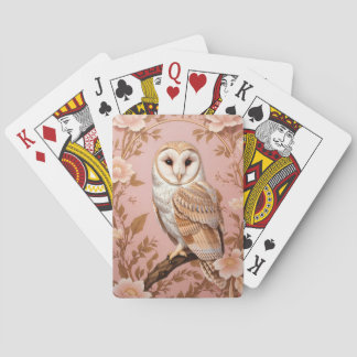 Jeu De Cartes Elegant Barn Owl Pink and Gold Floral 