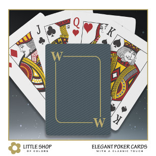 Jeu De Cartes Élégant Black Gold Pinstripe Monogrammé