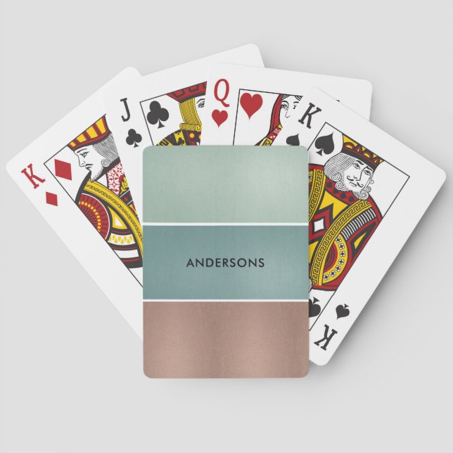 JEU DE CARTES ÉLÉGANT BLEUE VERT BLEUE CUIVRE ROSE D'OR AQUA (dos)
