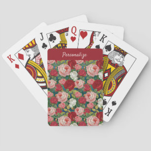 Jeu De Cartes Élégant Bouquet de rose rouge victorienne Vintage
