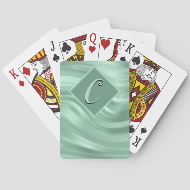 Jeu De Cartes Élégant Chic Turquoise wirl Monogramme moderne (dos)