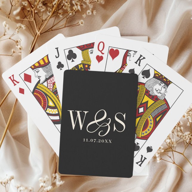 Jeu De Cartes Élégant couple noir mariage initial (Créateur téléchargé)
