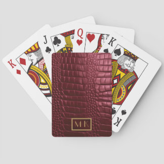 Jeu De Cartes Élégant Crocodile Bourgogne Monogramme en cuir