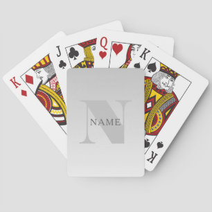 Jeu De Cartes Élégant Faux Gris Argent Dégradé Monogramme Classi