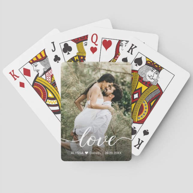 Jeu De Cartes Elegant Love script Custom Photo Wedding  (dos)