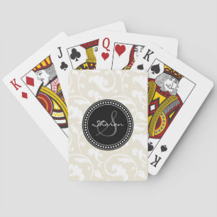 Jeu De Cartes Élégant modèle floral beige girly monogramme