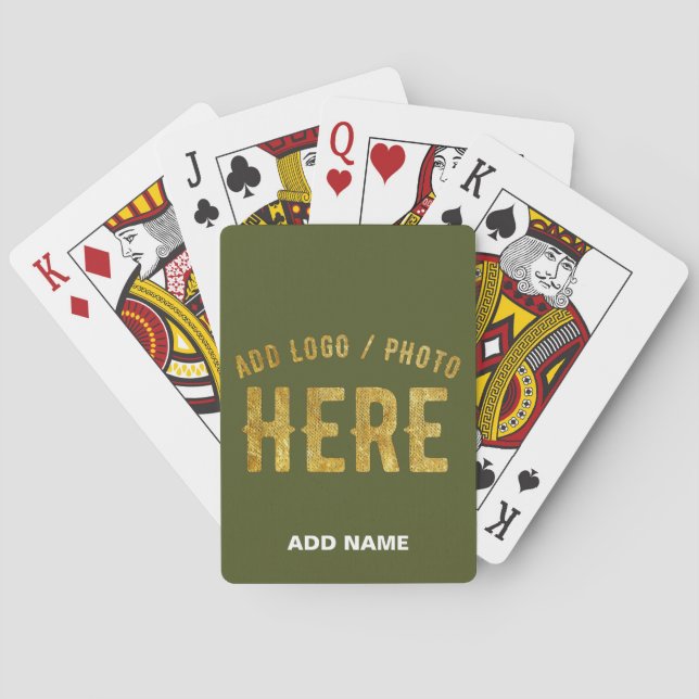 JEU DE CARTES ÉLÉGANT MODERNE PERSONNALISÉ VERT ARMÉE VERIFIÉ MA (dos)