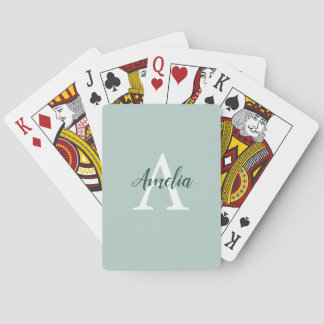 Jeu De Cartes Élégant Monogram Canard Egg Green Playing Cards