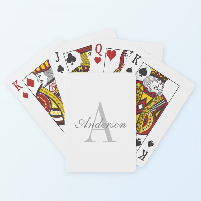 Jeu De Cartes Élégant Monogramme blanc et gris (Créateur téléchargé)