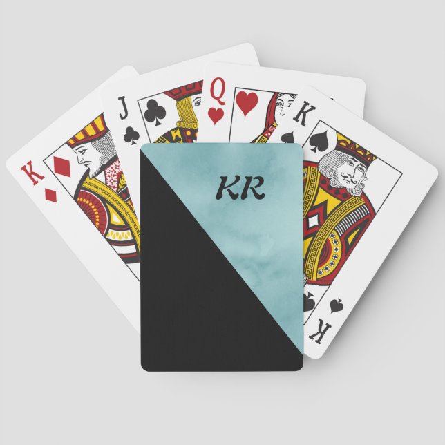Jeu De Cartes Élégant Monogramme bleu noir (dos)
