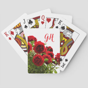 Jeu De Cartes Élégant Monogramme de bouquet de roses rouges