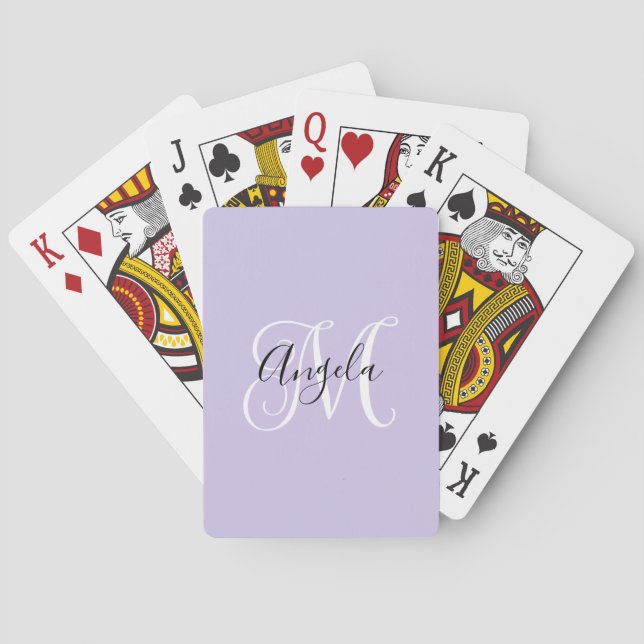Jeu De Cartes Élégant monogramme de script lavande pâle (dos)