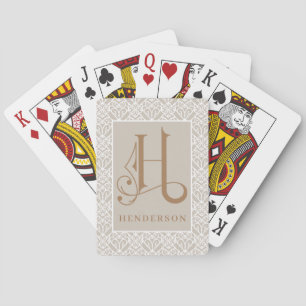 Jeu De Cartes Élégant Monogramme H Classique, Personnaliser Bicy