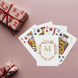 Jeu De Cartes Élégant Monogramme Or Personnalisé Floral