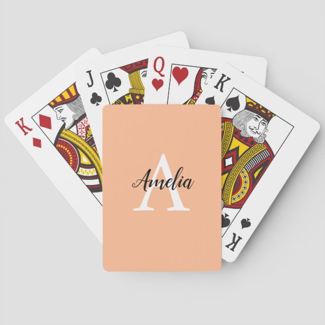 Jeu De Cartes Élégant Monogramme Peach Jouer Cartes (dos)