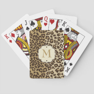 Jeu De Cartes Élégant Monogramme sur mesure Empreinte de léopard