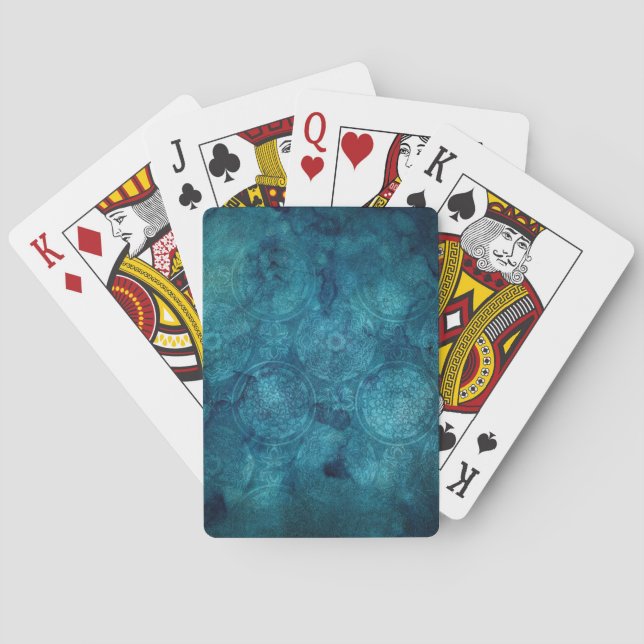 Jeu De Cartes Elégant Motif d'aquarelle Mandala Turquoise (dos)