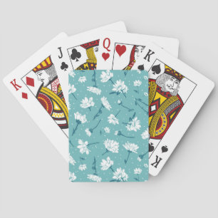 Jeu De Cartes Élégant motif floral - Botanique Turquoise et blan
