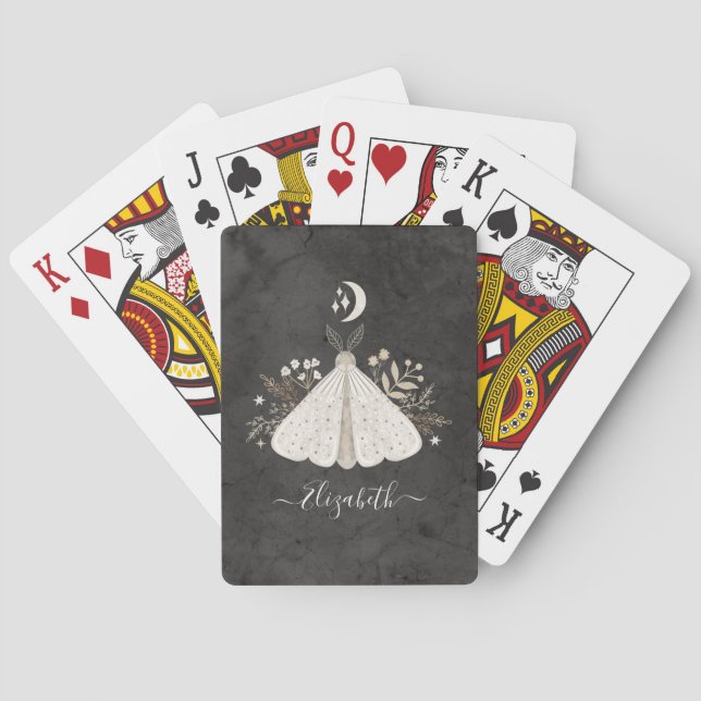 Jeu De Cartes Élégant mystique floral Moth céleste (dos)
