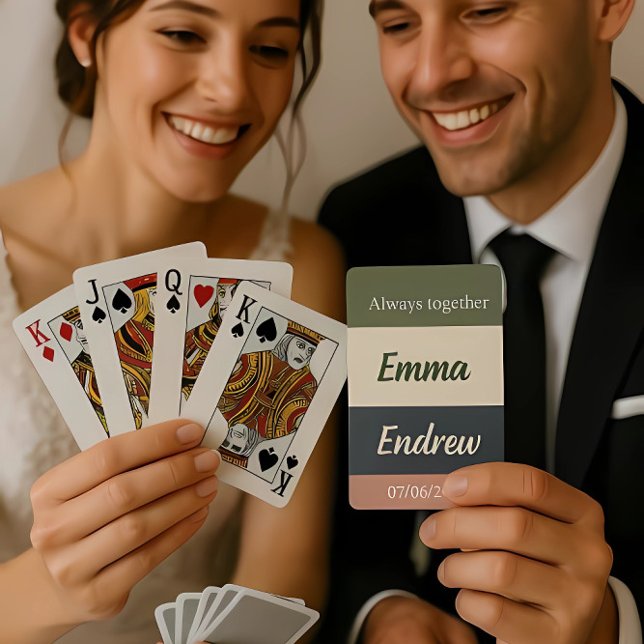 Jeu De Cartes Elegant Neutral Color Wedding /Personalized Couple (Créateur téléchargé)