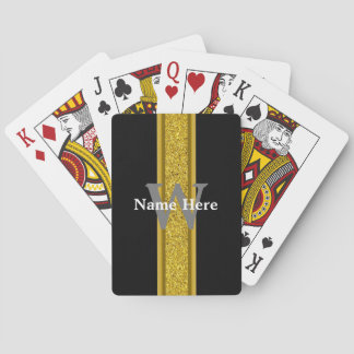 Jeu De Cartes Élégant noir et or avec monogramme et nom