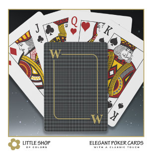 Jeu De Cartes Élégant noir verre d'or plaqué Monogramme initial