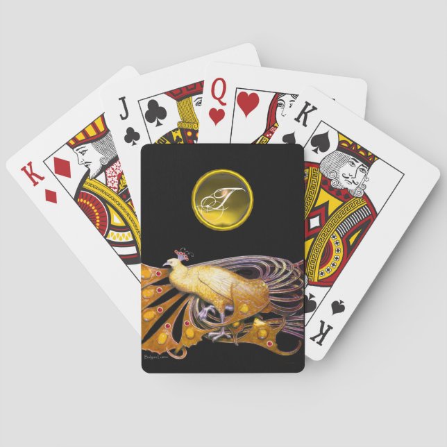 JEU DE CARTES ÉLÉGANT PAPIER EN TOPAZ JAUNE MONOGRAMME (dos)