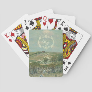 Jeu De Cartes Élégant Peinture Vintage Vert Sauge Mariage Script