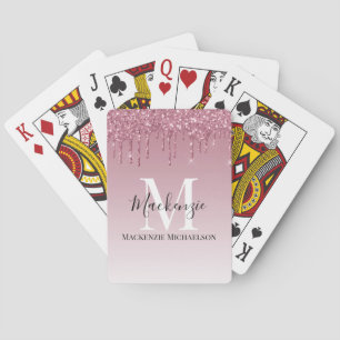 Jeu De Cartes Élégant Rose Gold Pink Parties scintillant Nom du 