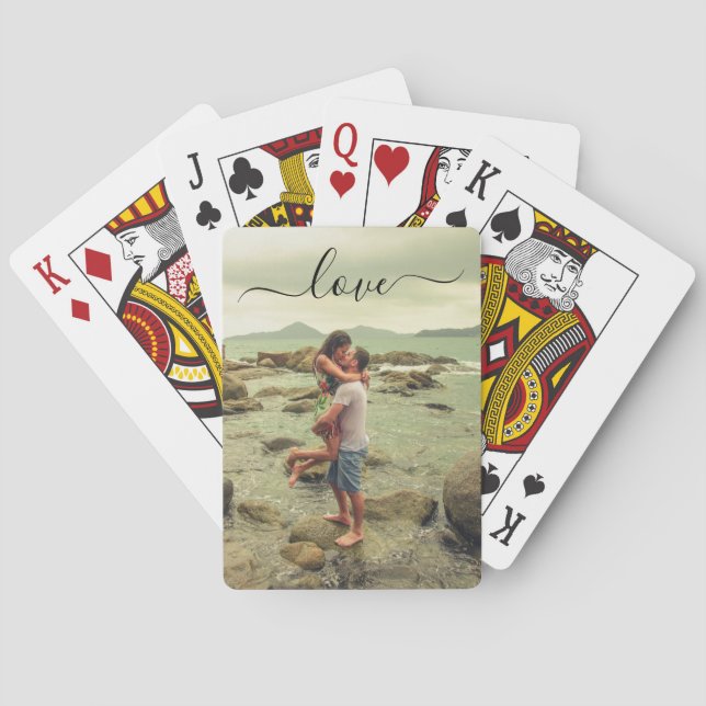Jeu De Cartes Élégant Script Photo Personnalisée Vélo Lecture Ca (dos)