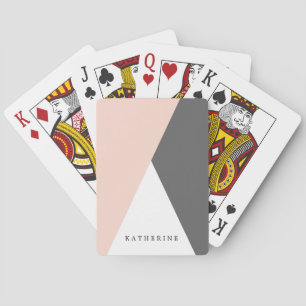 Jeu De Cartes Élégant triangle géométrique rose et gris