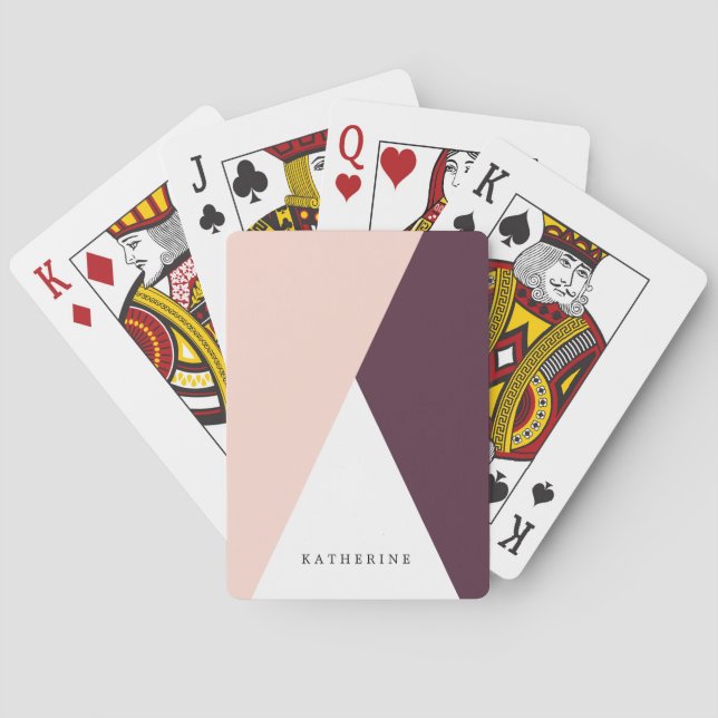 Jeu De Cartes Elégant triangle géométrique rose roux et bordeaux (dos)