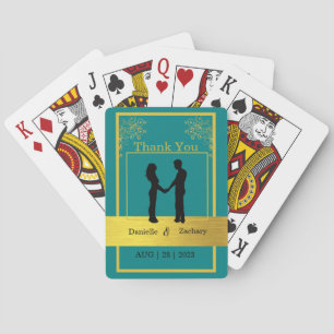 Jeu De Cartes Elégant Turquoise Thème Mariage Photo Merci Favor