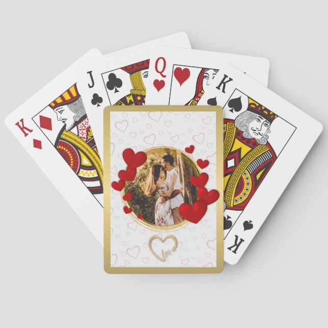 Jeu De Cartes Élégant Valentines, Amour, Anniversaire Coeur Roug (dos)