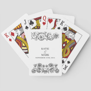 Jeu De Cartes Élégant Vintage Calligraphie Script Mariage Faveur