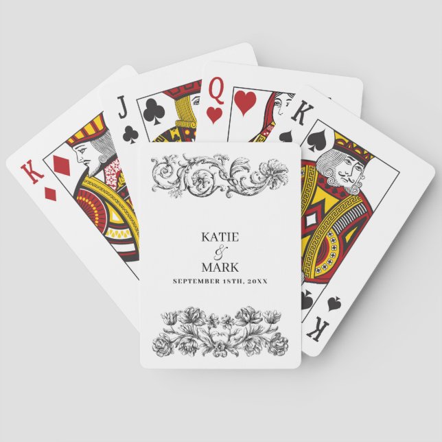 Jeu De Cartes Élégant Vintage Calligraphie Script Mariage Faveur (dos)