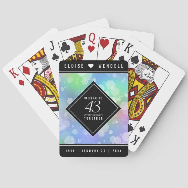 Jeu De Cartes Élégante 43ème anniversaire du Mariage Opal (dos)