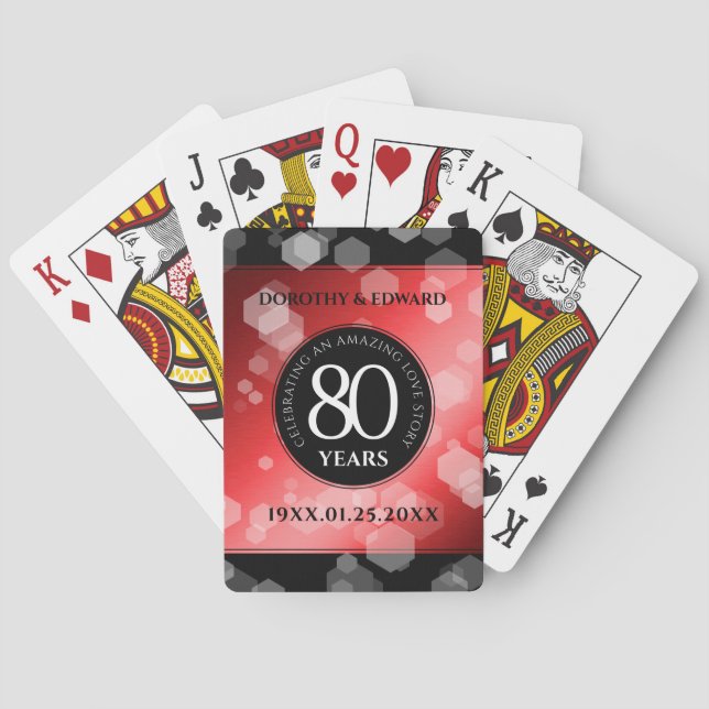 Jeu De Cartes Elégante 80ème anniversaire du Mariage de Ruby (dos)