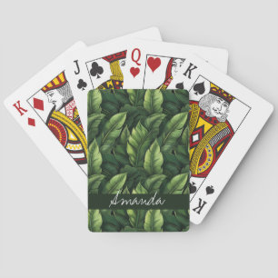 Jeu De Cartes Elégante aquarelle verte Banane feuille avec nom