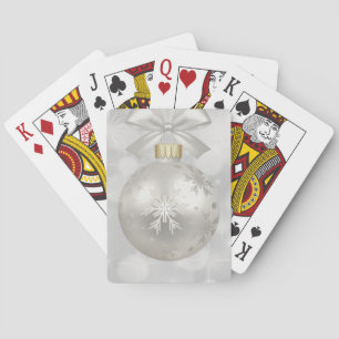 Jeu De Cartes Élégante boule de Noël en argent sur les lumières