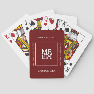 Jeu De Cartes Élégante carte moderne avec nom rouge foncé