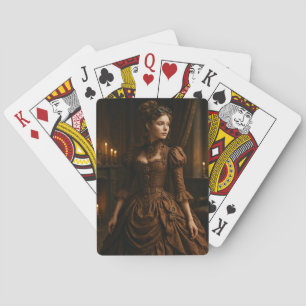 Jeu De Cartes Élégante dame victorienne Steampunk en brun