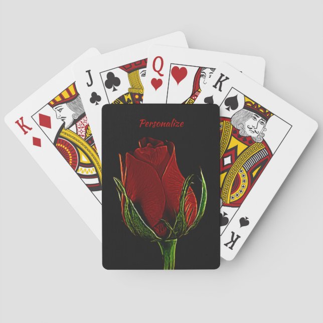 Jeu De Cartes Élégante et romantique Rose rouge personnalisée (dos)