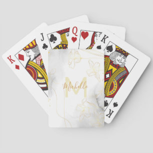 Jeu De Cartes Élégante fleur d'or   Cartes de lecture Monogramme