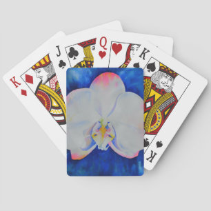 Jeu De Cartes Elégante fleur florale d'orchidée rose-bleu